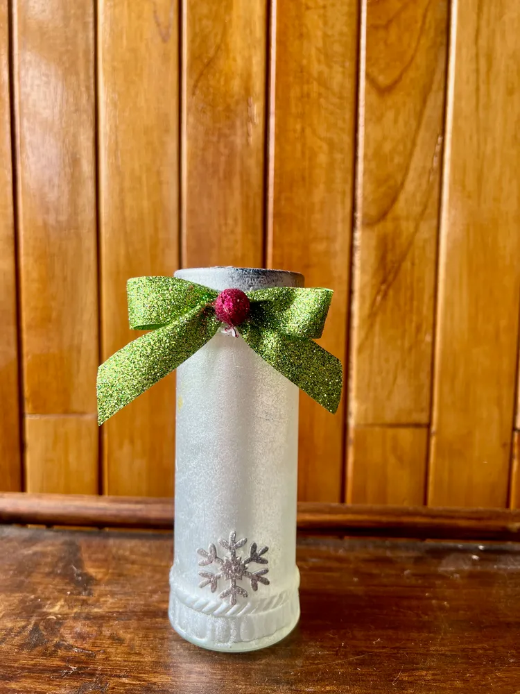 Portavela Escarchado "Lazo Verde"